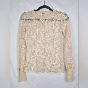 Gimmicks Buckle Ivory Sheer Lace Fairy Grunge Whimsigoth Long SleeveTop sz S